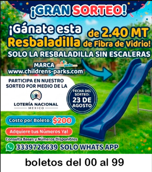 sorteo de resbaladilla de fibra de vidrio